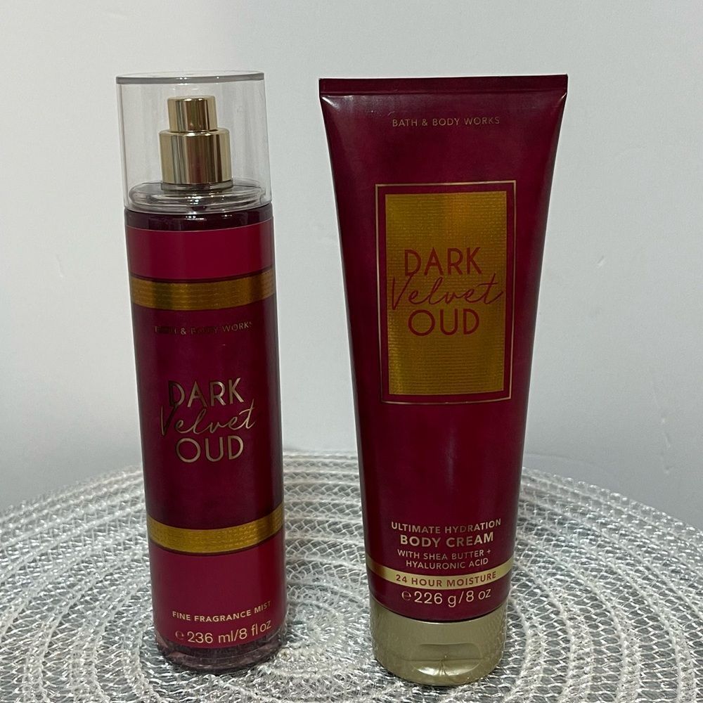 BBW Dark Velvet Oud Fragrance Mist and Body Cream Set of 2 NWT